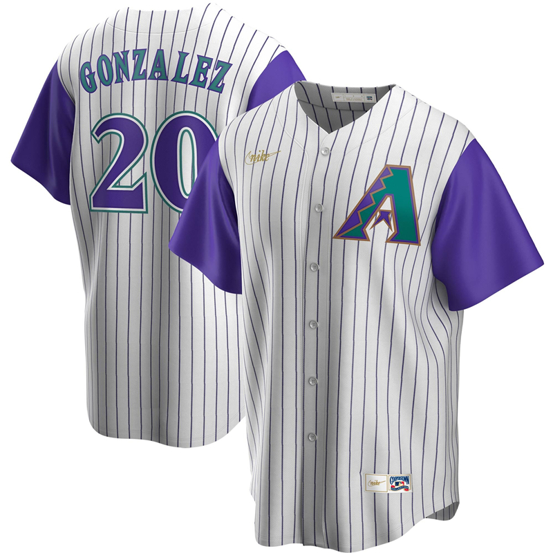 2020 MLB Men Arizona Diamondbacks 20 Luis Gonzalez Nike Cream Purple Alternate Cooperstown Collection Player Jersey 1